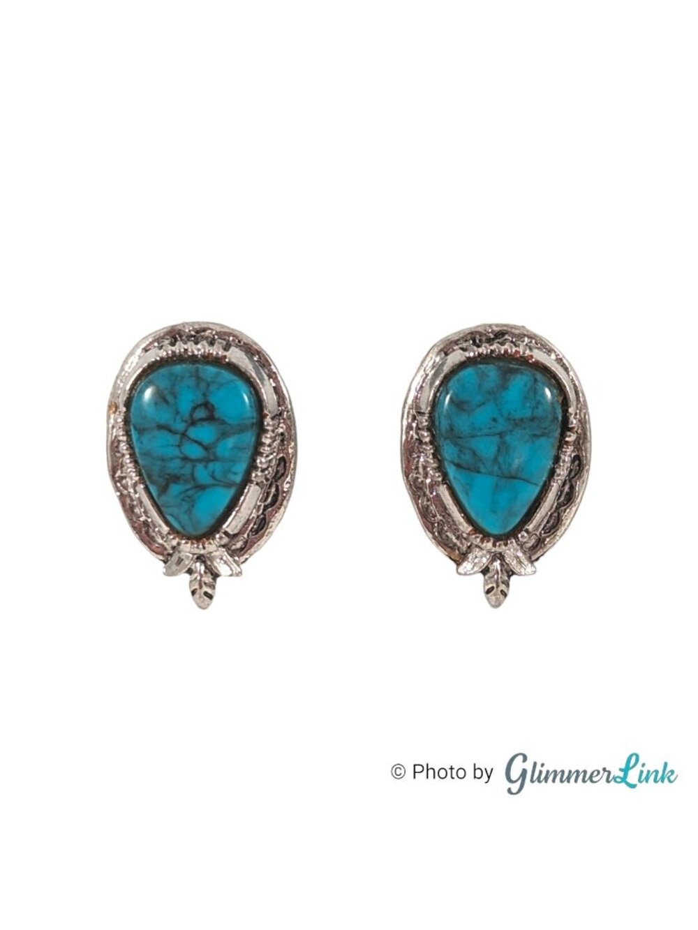 Vintage ART Arthur Pepper Faux Turquoise Silver Tone Clip On Earrings